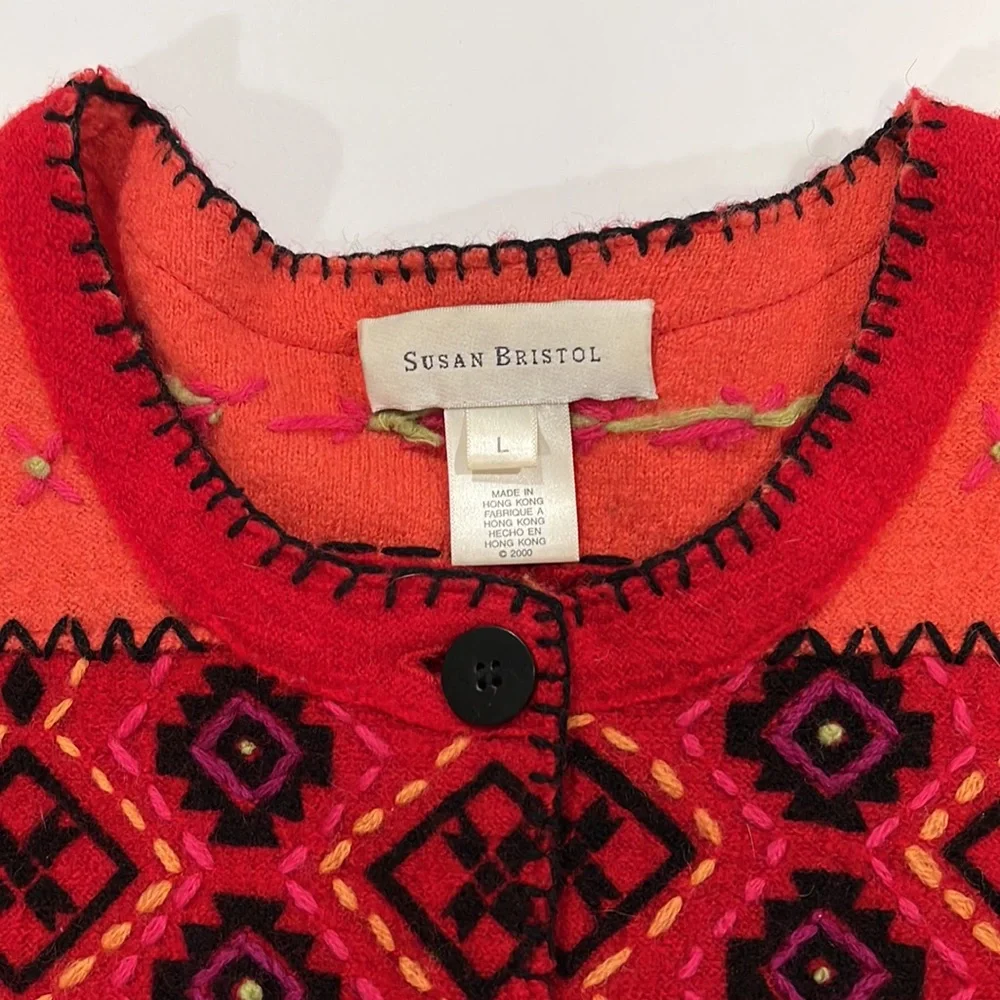 Susan Bristol - L, wool sweater coat/cardigan, southwest style - Picture 6 of 10
